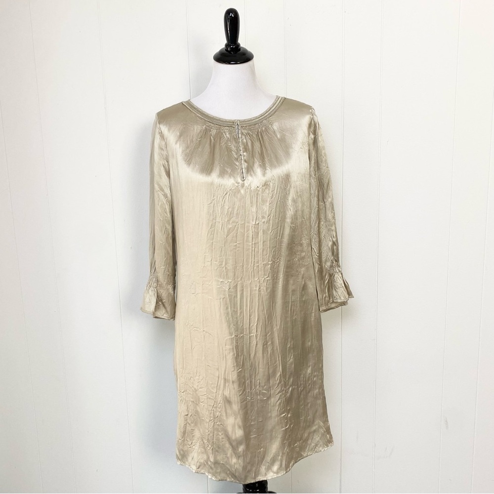 Banana Republic Heritage Silk Knee Length Sheath Dress Champagne Beige Sz 12 NWT